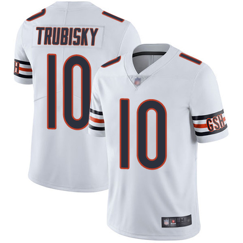 Chicago Bears Limited White Men Mitchell Trubisky Road Jersey NFL Football #10 Vapor Untouchable->youth nfl jersey->Youth Jersey